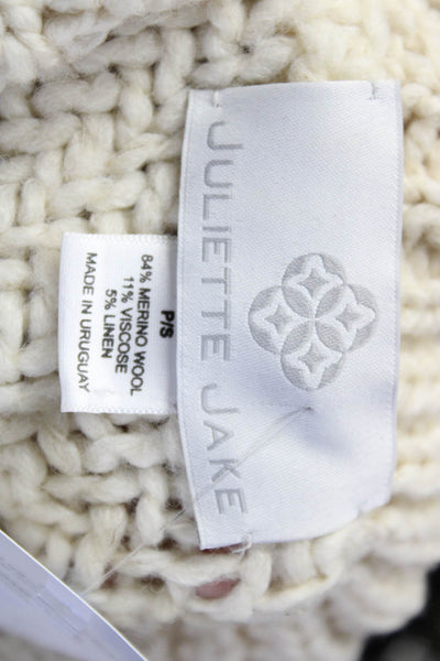 Juliette Jake Womens Chunky Knit Side Split Turtleneck Sweater Cream Size Small