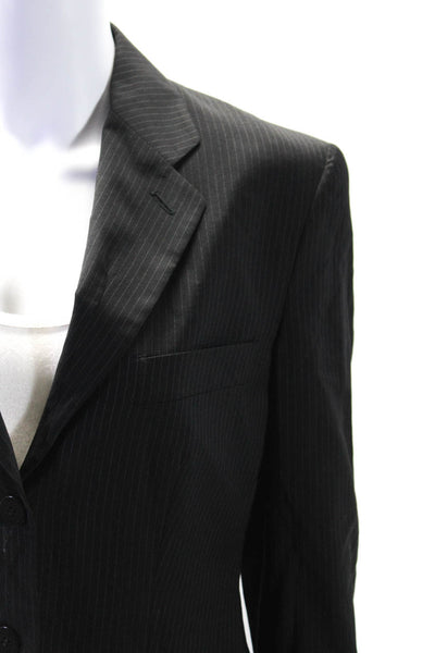 Giorgio Armani Classico Womens Pinstriped Pant Suit Black Wool Size EUR .44