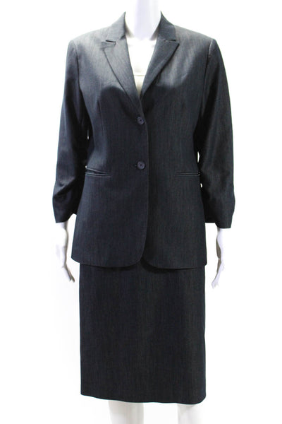 Calvin Klein Womens Two Button Light Skirt Suit Ink Blue Size 8/10