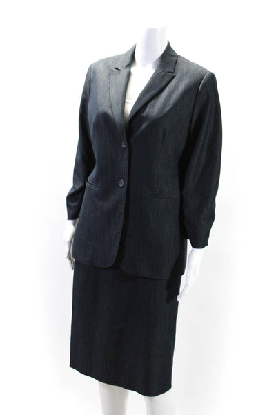 Calvin Klein Womens Two Button Light Skirt Suit Ink Blue Size 8/10