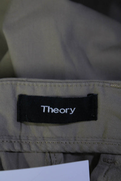 Theory Mens Zipper Fly Straight Leg Trouser Pants Brown Cotton Size 32
