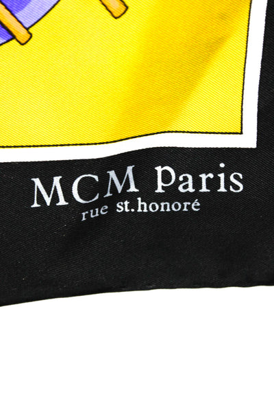 MCM Womens Silk Golf Print Scarf Multi Colored