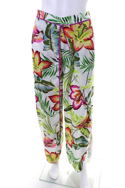 Le Superbe Womens Floral Print Zip Up High-Rise Wide Leg Pants Multicolor Size 6