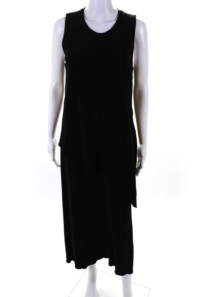 Joseph Women's Round Neck Sleeveless A-Line Midi Dress Black Size L