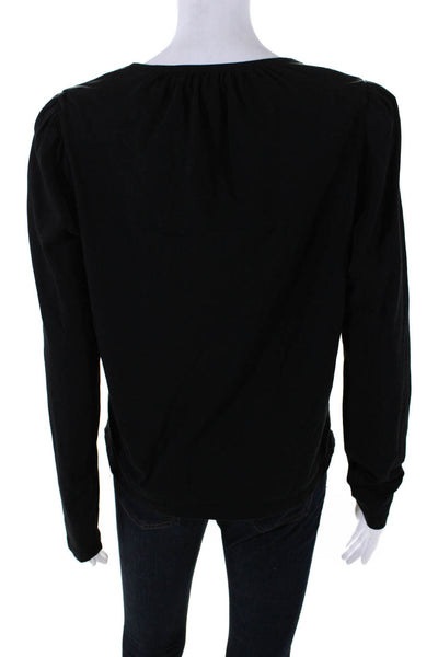 Derek Lam 10 Crosby Women's Round Neck Long Sleeves Basic T-Shirt Black Size M