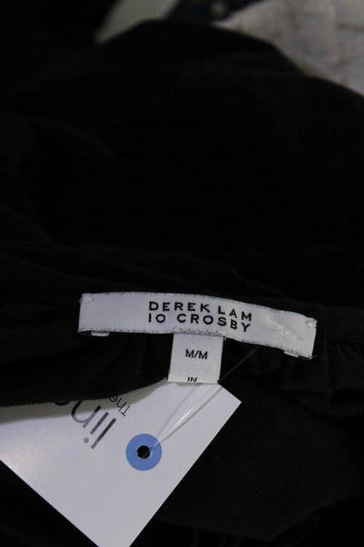 Derek Lam 10 Crosby Women's Round Neck Long Sleeves Basic T-Shirt Black Size M