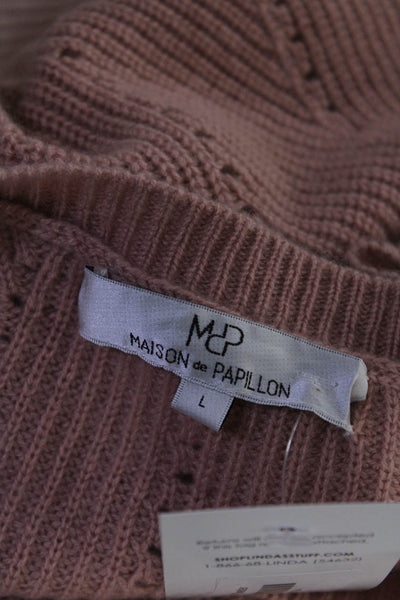 Maison De Papillon Womens Mauve Cashmere Crew Neck Pullover Sweater Top Size L