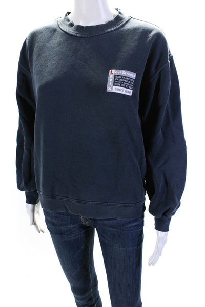 Levi Strauss & Co Womens Crew Neck Logo Pullover Sweatshirt Blue Size Medium