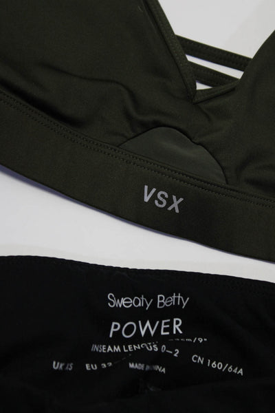 Sweaty Betty VSX Womens Sports Bra Power Bike Shorts Black Green Size XS Lot 2