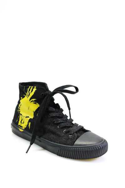 Calvin Klein Jeans Womens Pop Art Canvas High Top Sneakers Black Yellow Size 8