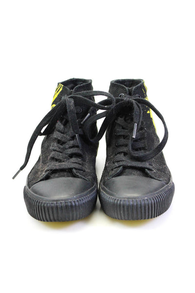 Calvin Klein Jeans Womens Pop Art Canvas High Top Sneakers Black Yellow Size 8