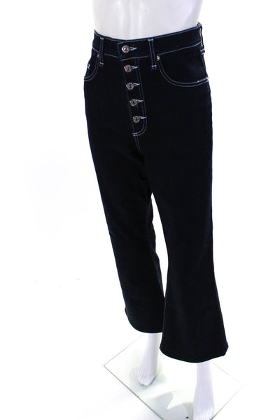 Veronica Beard Womens Beverly 10" Skinny Flare High Waist Jeans Dark Blue Sz 32