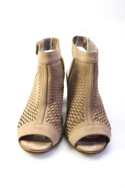 Vince Camuto Womens Suede Perforated Gloved Lavette Sandals Beige Size 6.5US