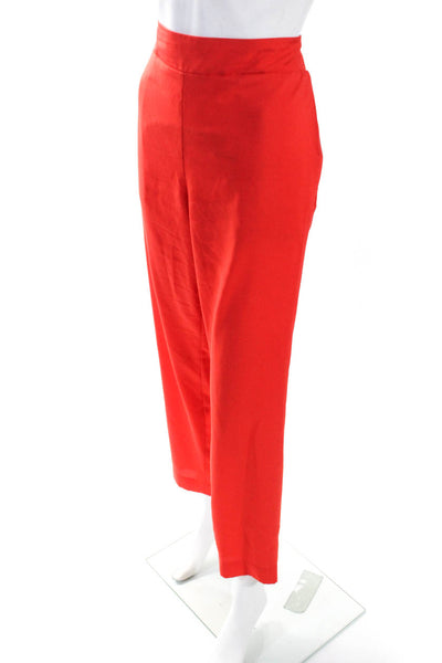 Milly Womens Bright Orange High Rise Pull On Straight Leg Pants Size M