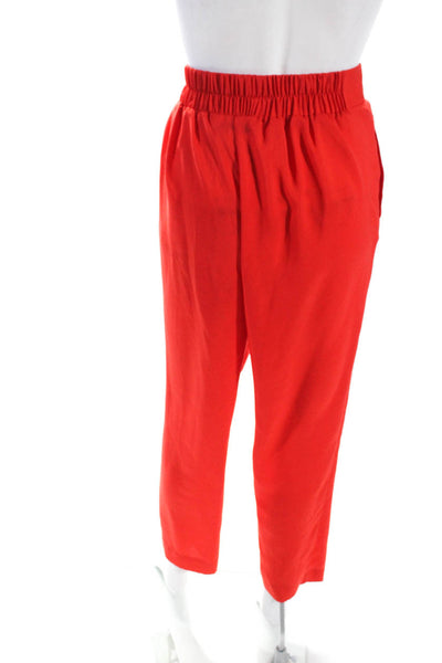 Milly Womens Bright Orange High Rise Pull On Straight Leg Pants Size M