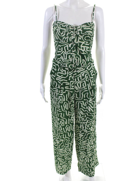 Resa Women's Sweat Heart Neckline Two Piece Tank Pant Set Green Size XS