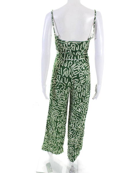 Resa Women's Sweat Heart Neckline Two Piece Tank Pant Set Green Size XS