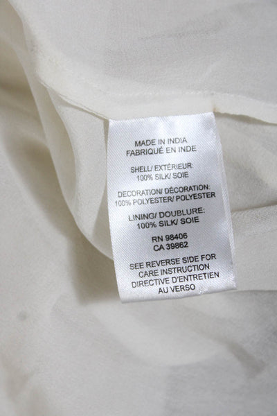 Theory Women's Scoop Neck Sleeveless Sequin Tank Stripe Silk Tank Top Size S