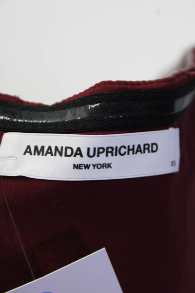 Amanda Uprichard Womens Vegan Leather Strapless Mini Dress Burgundy Size XS