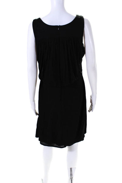 Karen Millen Womens V-Neck Button Sleeveless Layered Blouson Dress Black Size 10