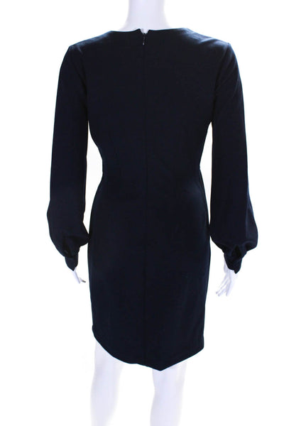 DKNY Women's V-Neck Long Sleeves Wrap Midi Dress Navy Blue Size 2