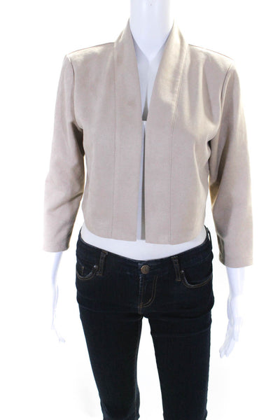 Calvin Klein Women's Long Sleeves Suede Unlined Cropped Jacket Beige Size S