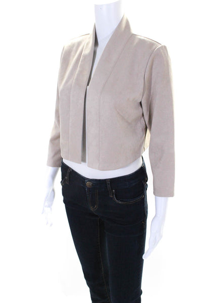 Calvin Klein Women's Long Sleeves Suede Unlined Cropped Jacket Beige Size S