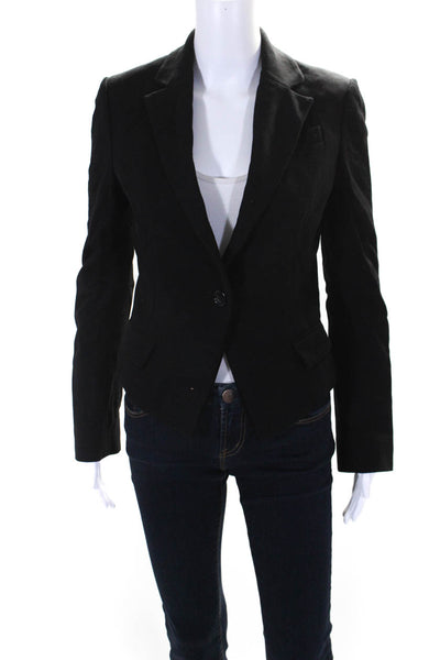 BCBG Max Azria Womens Notched Collar Button Up Jacket Blazer Black Size XS