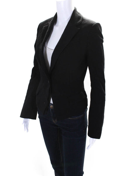 BCBG Max Azria Womens Notched Collar Button Up Jacket Blazer Black Size XS