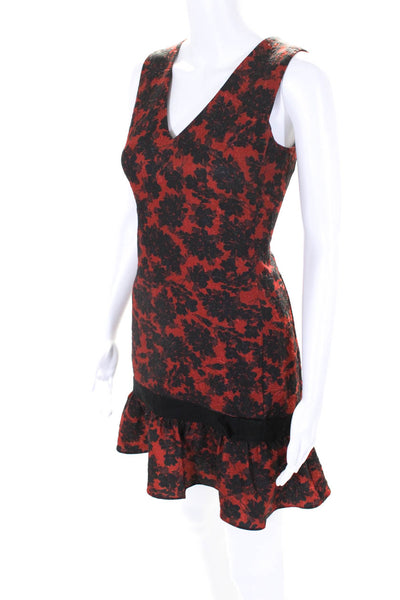 Karl Lagerfeld Women's V-Neck Sleeveless Drop Waist Bow Mini Dress Floral Size 0