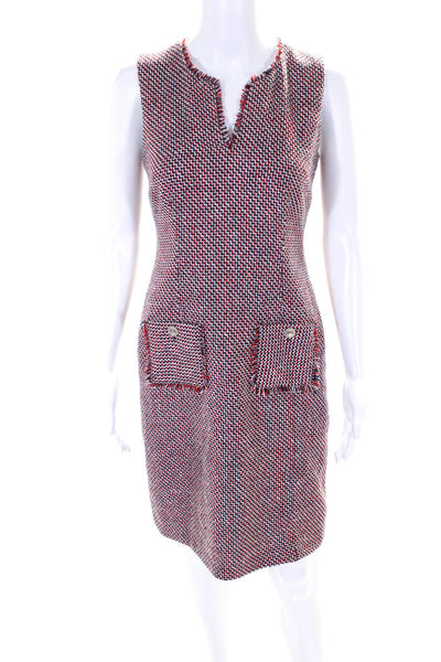 Karl Lagerfeld Women's V-Neck Sleeveless Pockets A-Line Midi Tweed Dress Size 2