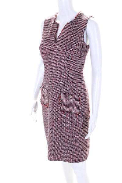 Karl Lagerfeld Women's V-Neck Sleeveless Pockets A-Line Midi Tweed Dress Size 2