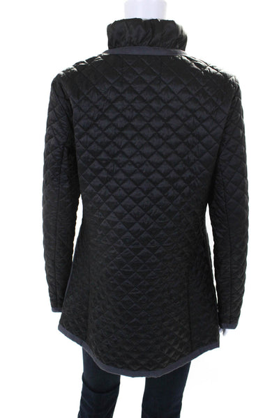 Jane Post Womens Mock Neck Full Zip Long Sleeve Quilted Jacket Black Size S