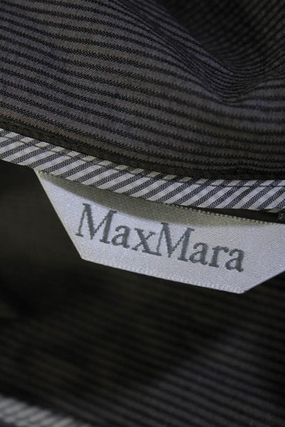 Max Mara Womens Striped Notch Collar Long Sleeve Button Up Blazer Gray Size 10