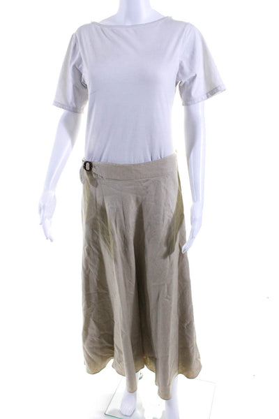 Lauren Ralph Lauren Womens Lined Linen Side Zip Midi Skirt Beige Size 12