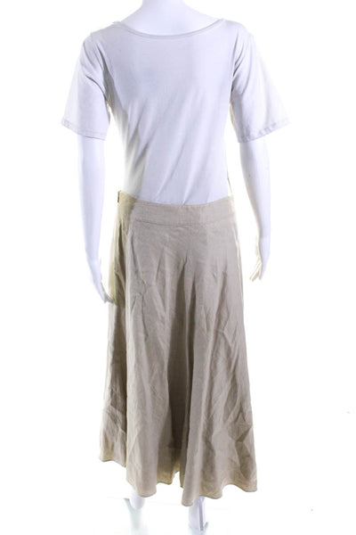 Lauren Ralph Lauren Womens Lined Linen Side Zip Midi Skirt Beige Size 12