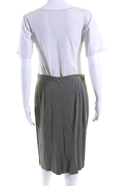 Laurel Womens Notch Collar Long Sleeve Four Button Skirt Suit Beige Size 44 42