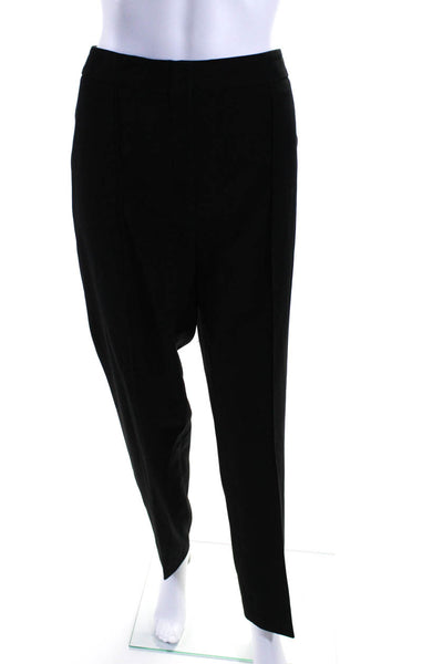 BCBGMAXAZRIA Womens Solid Black High Rise Pleated Straight Dress Pants Size 12