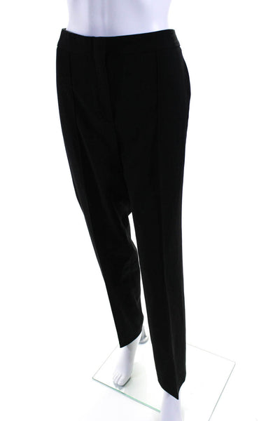 BCBGMAXAZRIA Womens Solid Black High Rise Pleated Straight Dress Pants Size 12