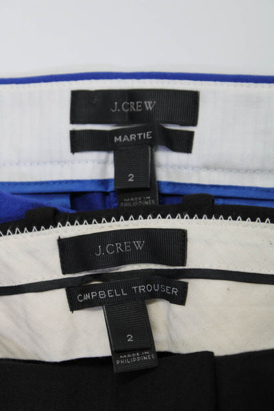 J Crew Womens Pleated Straight Leg Campbell Martie Pants Black Blue Size 2 Lot 2