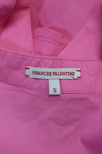 Frances Valentine Womens Short Sleeves V Neck Blouse Pink Cotton Size Small