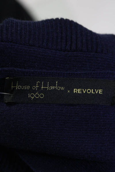 House of Harlow 1960 x Revolve Womens Knit Off Shoulder Top Navy Blue Size XS