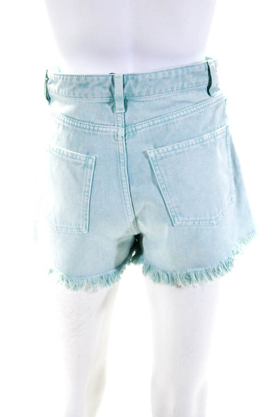 IRO Womens Zipper Fly Mid Rise Fringe Denim Short Shorts Blue Size FR 36