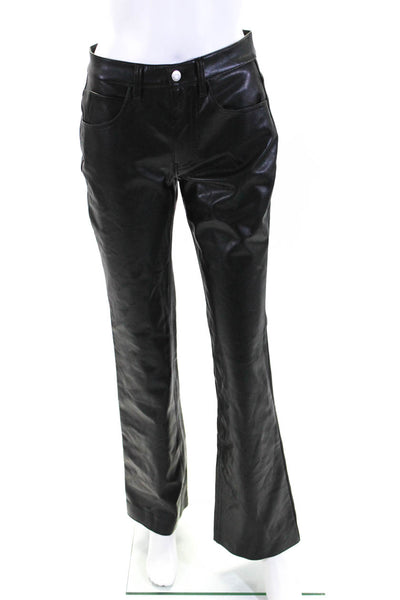 ALC Womens Zipper Fly High Rise Faux Leather Flare Leg Pants Black Size 2