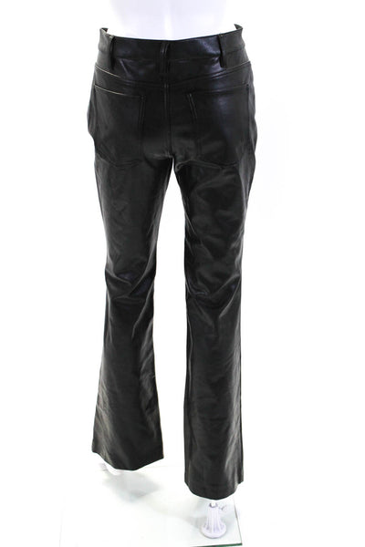 ALC Womens Zipper Fly High Rise Faux Leather Flare Leg Pants Black Size 2