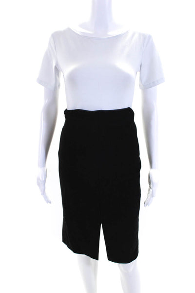 M.M. Lafleur Womens Back Zip Front Slit Knit Pencil Skirt Black Size 4