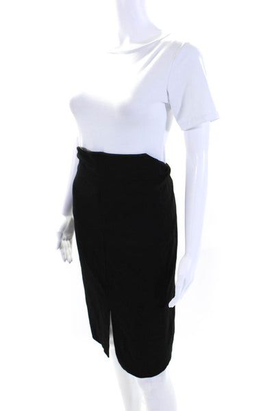 M.M. Lafleur Womens Back Zip Front Slit Knit Pencil Skirt Black Size 4