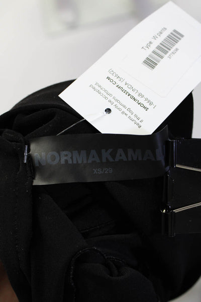 Norma Kamali Womens Jersey Knit Pleated Split Hem Flared Pants Black Size XS