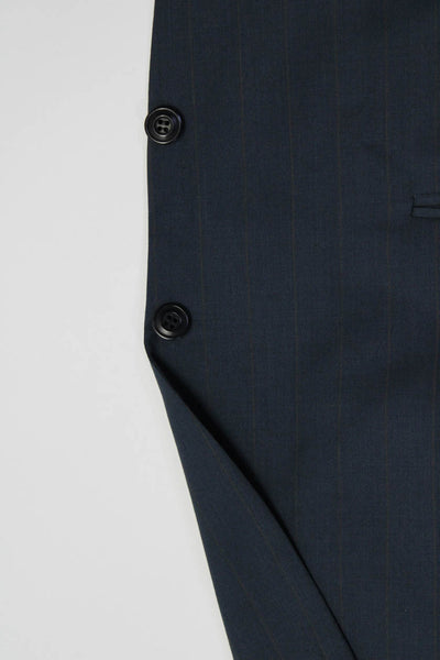 Canali Mens Striped Wide Lapel Two Button Blazer Navy Blue Wool Size 48 Regular