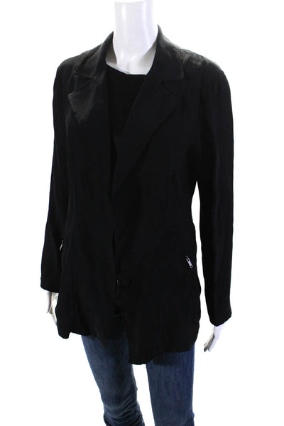 Pure DKNY Womens Zipped Long Sleeve Collared Blazer Jacket Black Size S